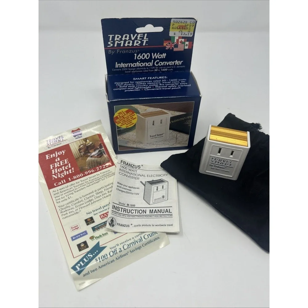 NIB Travel Smart By Franzus 1600 Watt International Converter 220V To 110V